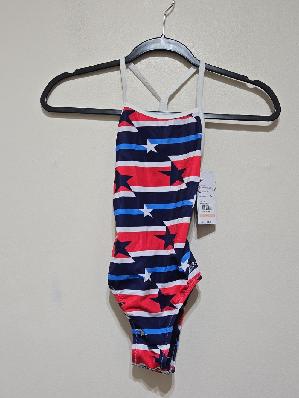 Speedo Endurance One-Piece Swimsuit in Red, Navy & White Star Stripe